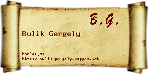 Bulik Gergely névjegykártya